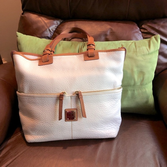 Dooney & Bourke Cream & Tan Small Tote - Picture 1 of 12